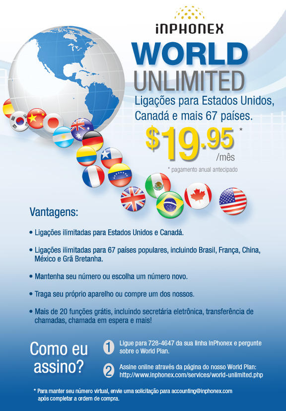 World Unlimited por apenas $19.95 mensais para pagamento anual antecipado.