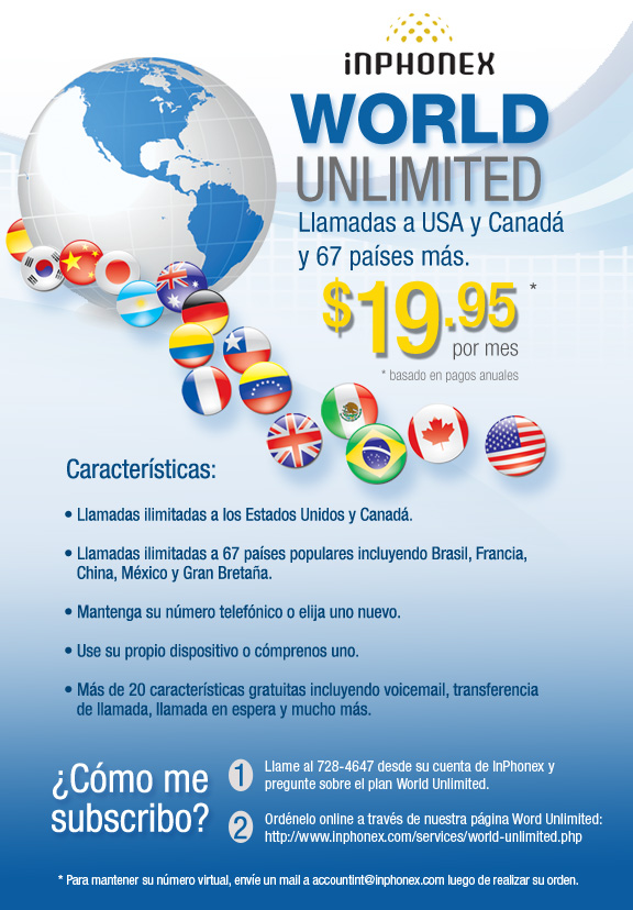 World Unlimited solamente $19.95/mes.